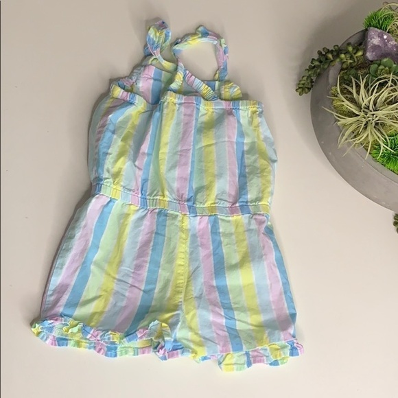 Carter’s Pastel Candy Stripe Ruffle Romper kids size 6 - Picture 6 of 7